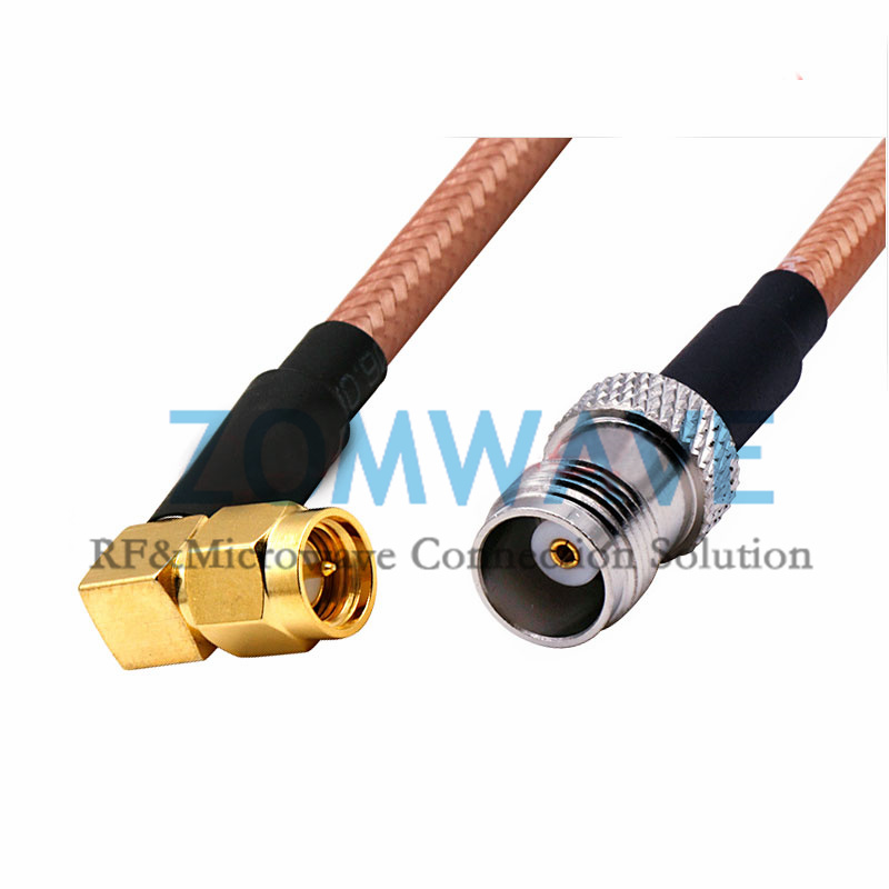 SMA Male Right Angle to TNC Female, RG142 Cable, 6GHz