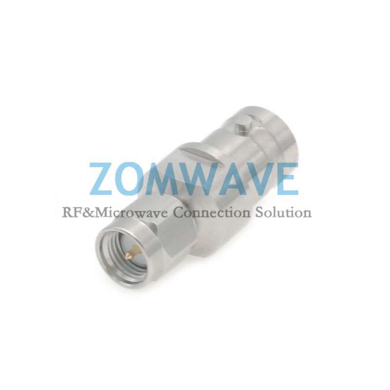 SMA Male to BNC Female Stainless Steel Adapter, 18GHz