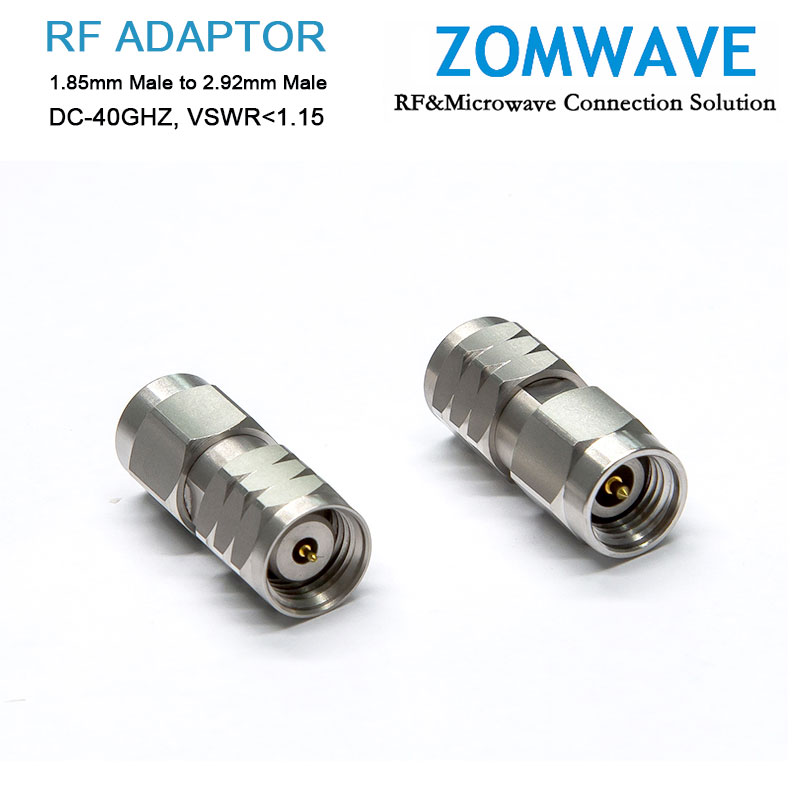 1.85mm Male to 2.92mm Male Stainless Steel Adapter, 40GHz