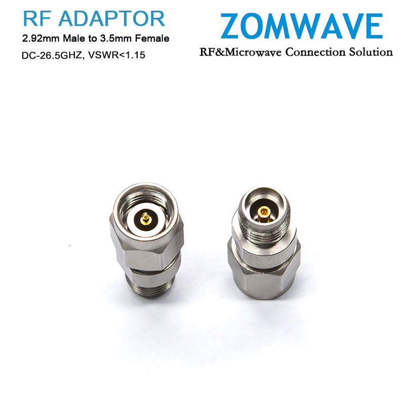 2.92mm Male to 3.5mm Female Stainless Steel Adapter, 26.5GHz