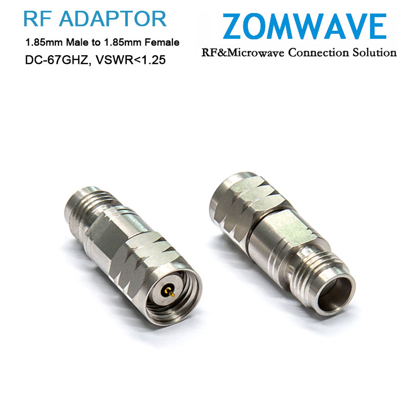 1.85mm Male to 1.85mm Female Stainless Steel Adapter, 67GHz