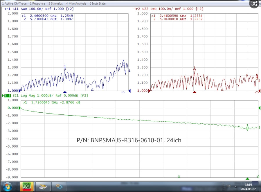 SMA Female to BNC Male, RG316 Cable, 6GHz