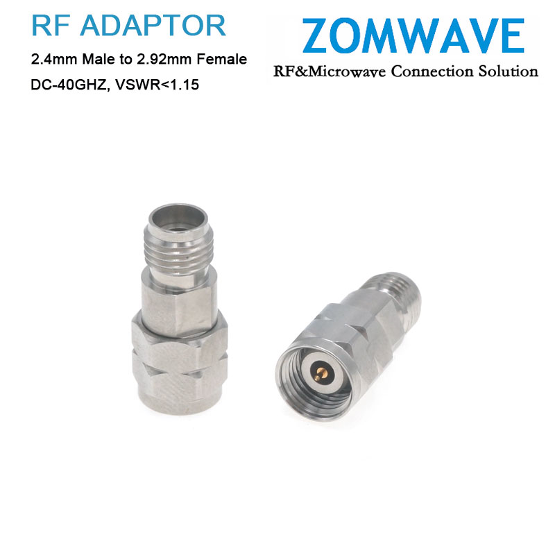 2.4mm Male to 2.92mm Female Stainless Steel Adapter, 40GHz