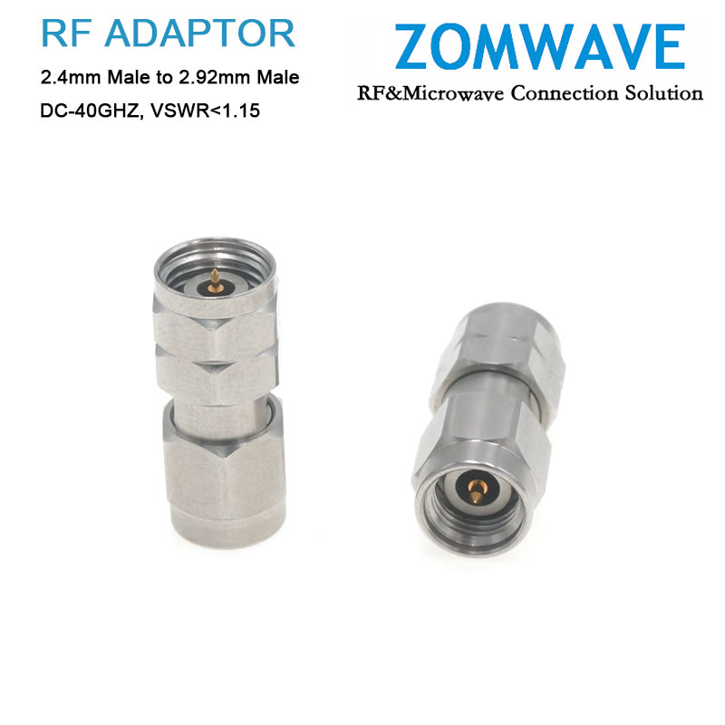 2.4mm Male to 2.92mm Male Stainless Steel Adapter, 40GHz