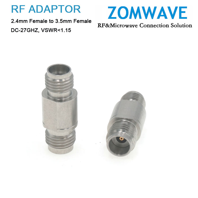 2.4mm Female to 3.5mm Female Stainless Steel Adapter, 27GHz