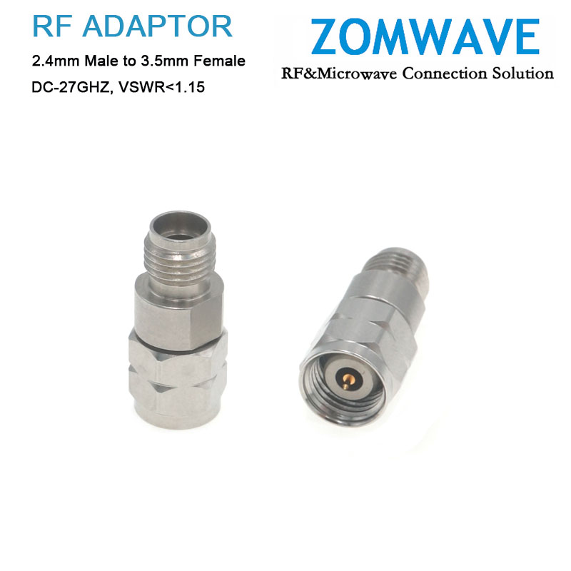 2.4mm Male to 3.5mm Female Stainless Steel Adapter, 27GHz