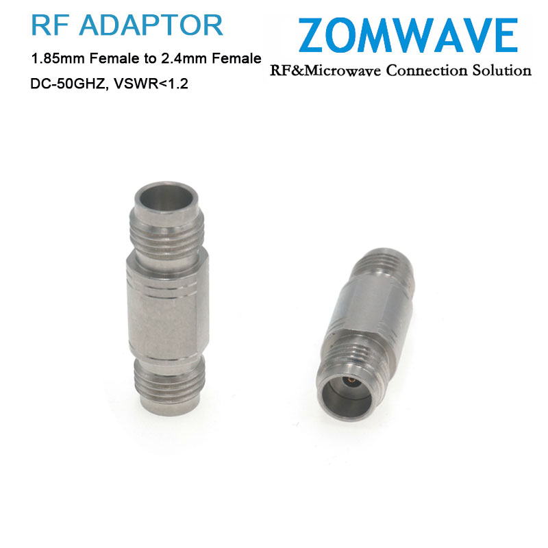 1.85mm Female to 2.4mm Female Stainless Steel Adapter, 50GHz