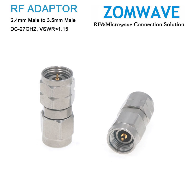 2.4mm Male to 3.5mm Male Stainless Steel Adapter, 27GHz