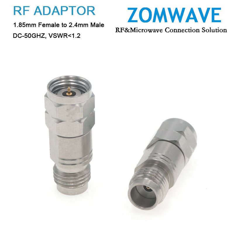 1.85mm Female to 2.4mm Male Stainless Steel Adapter, 50GHz