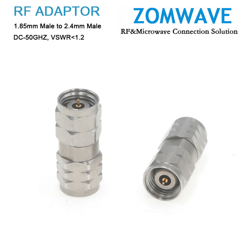 1.85mm Male to 2.4mm Male Stainless Steel Adapter, 50GHz