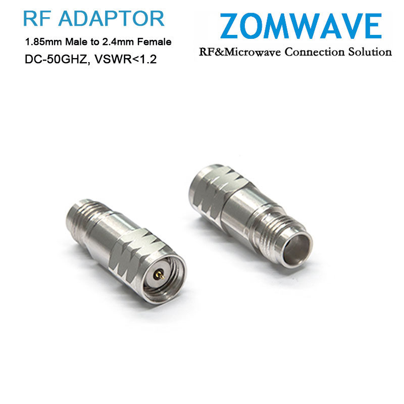 1.85mm Male to 2.4mm Female Stainless Steel Adapter, 50GHz