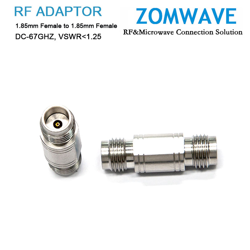 1.85mm Female to 1.85mm Female Stainless Steel Adapter, 67GHz