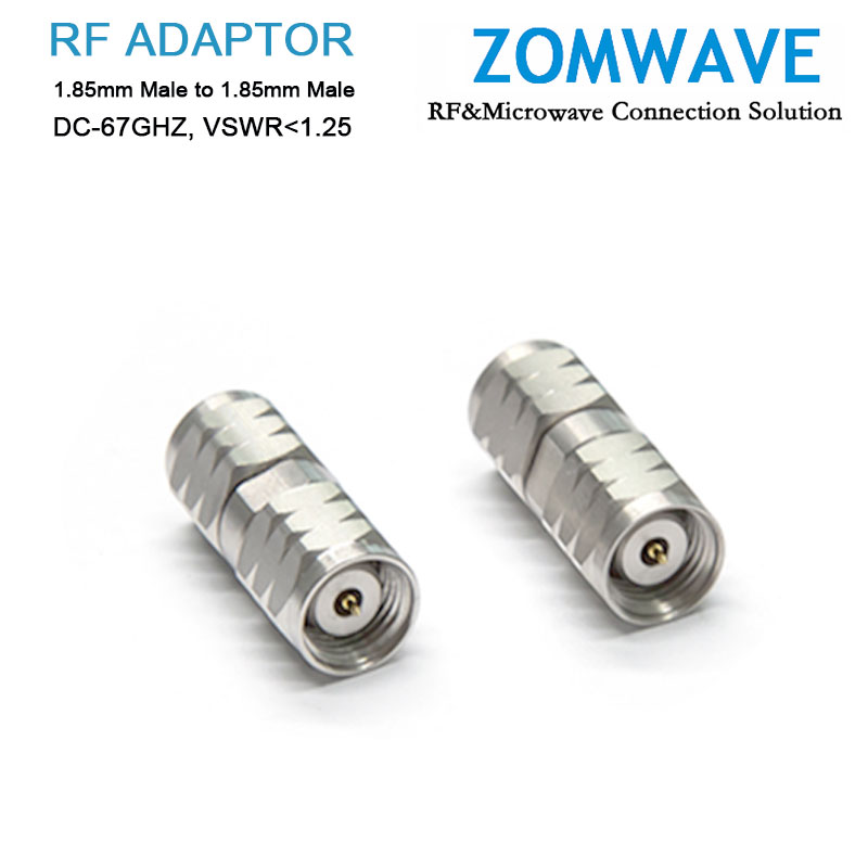 1.85mm Male to 1.85mm Male Stainless Steel Adapter, 67GHz